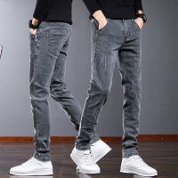 ◎▲∏ Mens Jeans Slim Fit Korean Style Cotton Elasticity Casual Trendy Pencil Pants Plus Size Trousers Seluar Lelaki XX7328