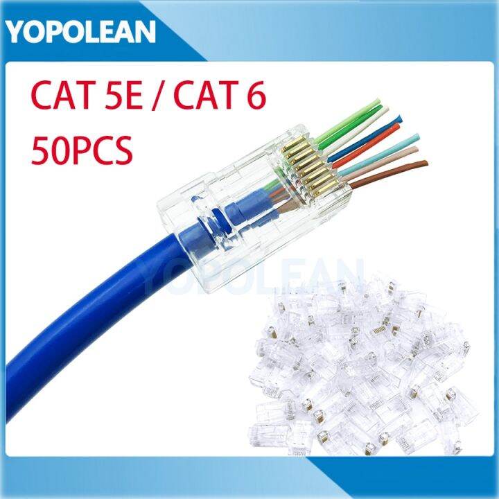 50pcs/lot Rj45 Cat 5e Cat 6 Network Modular Plug 8p8c Cat5e Cat6