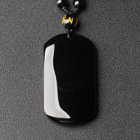 Natural Obsidian Pendant Necklace Charm Jewellery Carved Amulet Fashion Accessories Gifts for Women Men Free rope