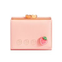 Cute Small Leather Pocket Wallet For Women Fruit Print Bifold Coin Purse Ladies Mini Short Purse Money Card Holders Clutch Bags