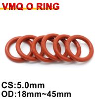 10 Buah Merah Silikon O Cincin Gasket CS 5Mm dari 18 45Mm FoodGrade Tahan Air Mesin Cuci Karet Terisolasi bulat O Segel Bentuk Ketebalan 5Mm