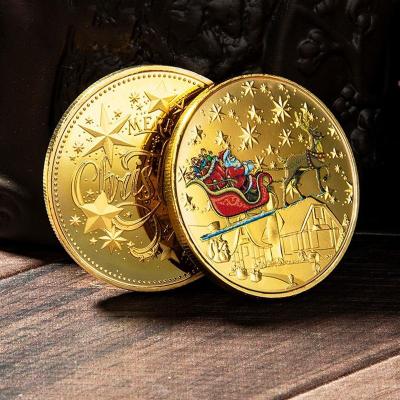 Santa Claus Wishing Coin Collectible Gold Plated Souvenir Coin Collection Gift Merry Christmas Decorative Commemorative Coin