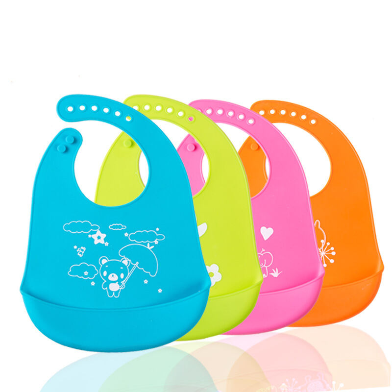 Plastic Bib Apron Cartoon Feeding Food Catcher W Waterproof Baby Bibs Silicone 