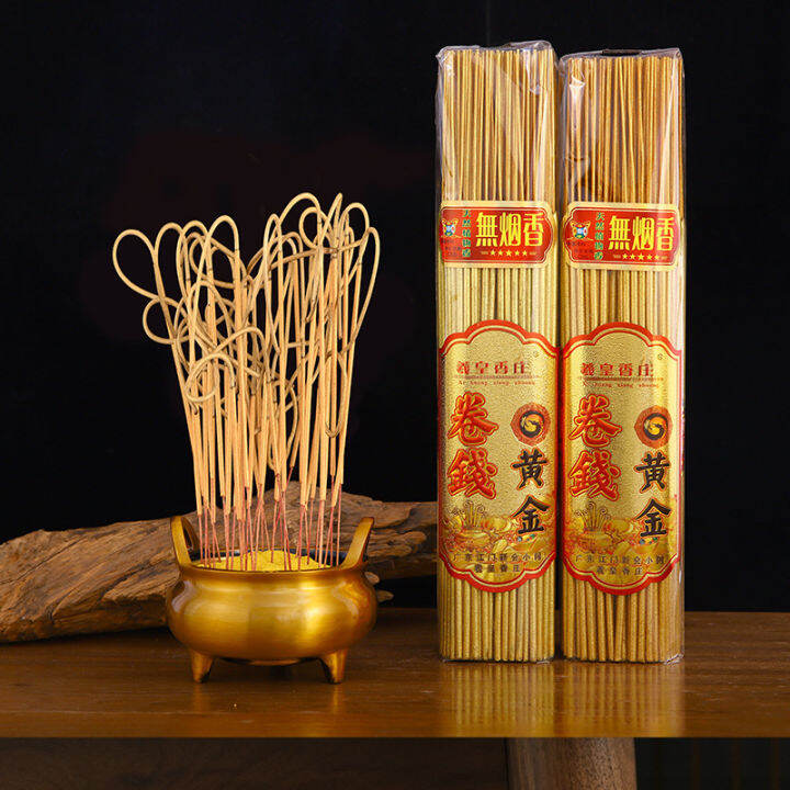 26cm Joss Stick Less Smoke 纯正天然金香 拜神香 Incense stick ~无烟香金色卷钱香～500g 装 ...