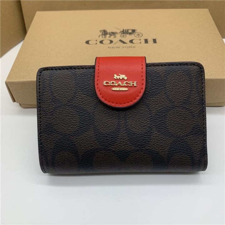 cod-women-s-classic-c-pattern-short-wallet-กระเป๋าสตางค์พับได้-simple-fashion-coin-purse-0082