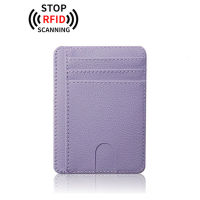 Holder Credit Wallet ID Blocking Card Small Thin Anti-scan Women Leather