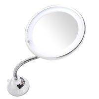 White Mirror 360 Degree Rotation LED 10X with Strong Suction Cup Portable Cordless Travel Home Mirror