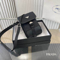 พร้อมกล่องของขวัญ PRADA Nylon กระเป๋าโทรศัพท์มือถือกระเป๋าสะพายสําหรับผู้หญิงและผู้ชายเกรด A 1: 1 กระเป๋าดีไซน์แบรนด์หรูคุณภาพสูง