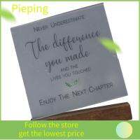 PIEPING ฐานไม้ฐาน ของขวัญลา โปร่งใสโปร่งใส อะคริลิค ของขวัญสำหรับงานใหม่ ที่ระลึกที่ระลึก เพื่อนๆออกไปของขวัญ โต๊ะบนโต๊ะ