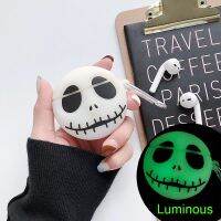 ▦▣ Glowing In Dark Luminous Spoof 3D Grimace Skull Earphone Case For Apple AirPods Pro 1 2 3 Fearsome Ghost Soft Headphone Cover