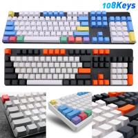 108PcsSet PBT Color Matching Light-proof Mechanical Keyboard Keycap Replacement Side letters Key Caps Universal Keyboard Parts