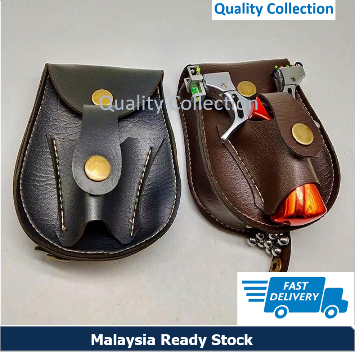 2 in 1 Leather Sling Shots Steel Balls Bearings Bag Pouch (Ready stock