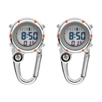 2X Clip on Carabiner Digital Watch Luminous Sports Watches Carabiner Watch for Hikers Mountaineering Outdoor Orange