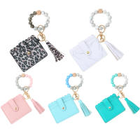 Woman Ring Silicone Pocket Card Bangle Bead Wallet Keychain Key