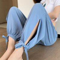 [COD] silk trousers chiffon bloomers womens summer thin section loose anti-mosquito adults high waist casual wide-leg