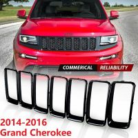 ：{“： 7PC Gloss Black Grill Ring Front Grille Inserts Cover Trim Kit For Jeep Grand Cherokee 2014-2016