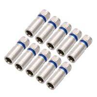 【Factory-direct】 Buysob 20ชิ้น/ล็อตทองแดง RG6/RG59ทนต่อสภาพอากาศ F ขั้วต่อการบีบอัด RF COAXIAL Wire Connector ฟรีอะแดปเตอร์บัดกรีสีแดง/สีฟ้า
