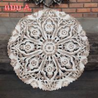 ไม้สักแกะสลัก  แผ่นไม้สักฉลุ ตกแต่งผนัง ขนาด กว้าง60xหนา2xสูง60 Cm (Carved teak wood wall decorations) สวยงาม ประณีต เป็นงานฝีมือคนไทย มีรับประกันสินค้า