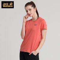 JACK WOLFSKIN Wolf Claw Round Neck Short-Sleeved Womens 2023 Summer New Sportswear Outdoor Casual Clothes Red Half-Sleeved T-Shirt 5819142