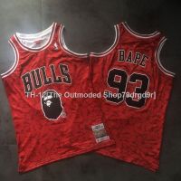 ✹ 【M N】Original NBA Basketball Men’s Mitchellness Jersey On Sale Chicago Bulls 93 Bape Hardwood Classics Authentic Retro High Density Embroidered Mesh Jerseys Red