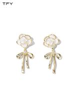 Vivienne Westwood Camellia bow earrings niche design high-end light luxury earrings 2023 new style exquisite earrings