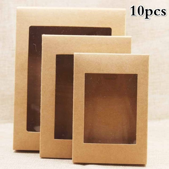 10ชิ้น-diy-กล่องกระดาษที่มีหน้าต่างกระดาษของขวัญเค้กคุกกี้แต่งงานพรรคแรกบรรจุภัณฑ์