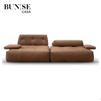 BUNISE CASA Italian Cierre Foldable Back Genuine Leather Sofa BU0966