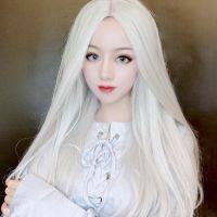 Long Straight Cosplay Wig Silver White 51cm Synthetic Hair Wigs