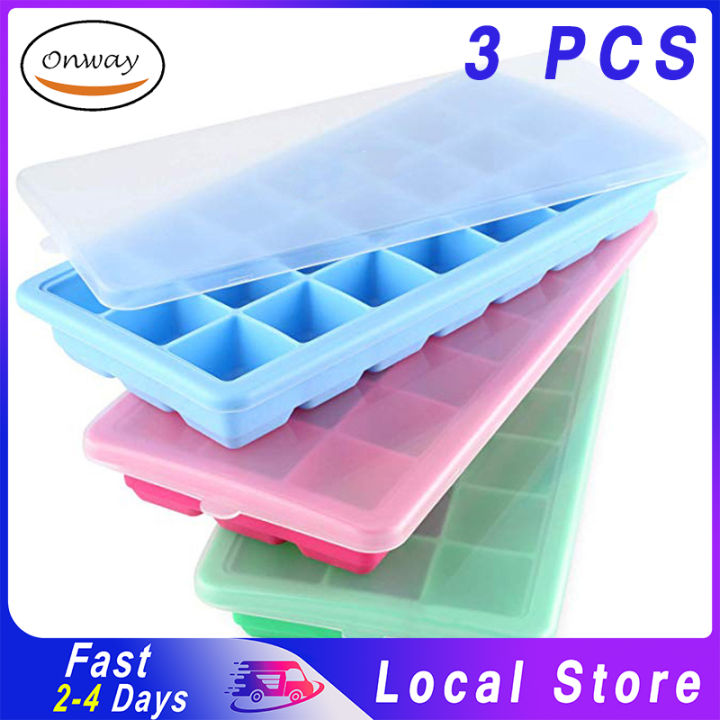 2Packs Ice Cube Trays (Pink+Blue) , Plastic Elongated Ice Cube