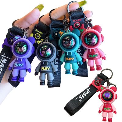 Cartoon Lightning Bear Keychain Astronaut Bear Doll Keyring Bag Pendant Couple Cute Car Keyholder Creative Bag Charm Accessories