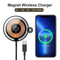 15W Magnetic Wireless Charger Transparent Cover Fast Charging Pad Magnetic Strong Portable For iPhone 13/12 Samsung Huawe