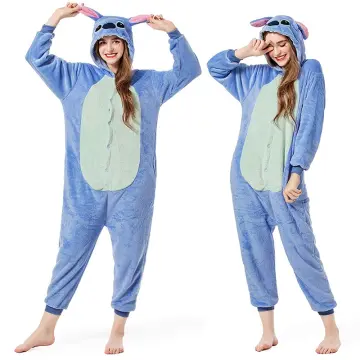 Lilo & Stitch Sleepsuit Adults Womens L XL XXL PJs Hooded Pyjamas Blue