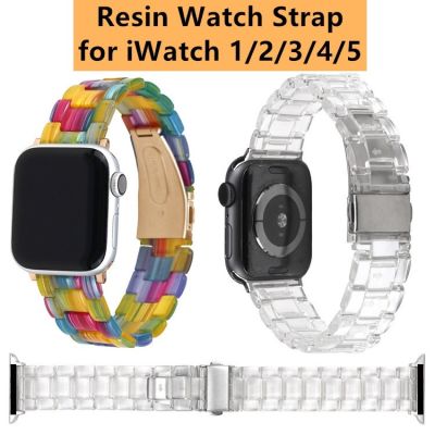 ✎ Transparent Resin Watch Strap for Apple Watch Series 6 SE 5 4 40 44mm Colorful WristBand Watchband for iWatch 3 2 1 38 42mm