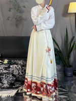 Spot parcel post New Chinese Style National Style Horse-Face Skirt Improved Hanfu Womens Clothing Summer Daily R Style Fairy Temperamental Skirt Suit