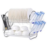 [⚡ส่งฟรี] Dish Racks INNHOME ที่คว่ำจานสแตนเลส 2 ชั้น S SHAPE 40*37*25 CM พร้อมที่คว่ำแก้ว 6 ใบ ชั้นวางจาน ที่คว่ำจาน ชั้นวางจาน DISH RACK