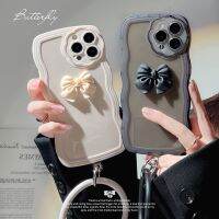 【เคสโทรศัพท์ Qiqi 】แหวนซิลิโคนนิ่มติดโบว์3D กรอบคลื่นแฟชั่นเคสป้องกันการตกสำหรับ Iphone 14 11 12 13 Pro Max Xr 7 8 Plus เคสโทรศัพท์ SE2