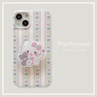 เคสมือจับสำหรับโทรศัพท์มือถือที่ตั้งรูปหมีแมวลายน่ารัก INS ใช้ได้กับ iPhone 14 Plus 13 12 11 Pro Max 14 Plus XR Xsmax Xs X Soft IMD เคสกันกระแทกฝาหลัง