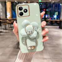 เคสโทรศัพท์ชุบใหม่สำหรับ Realme C53 C55 NFC C30S C30 C33 4G 11 Pro + 10 Pro 5G รุ่น Coca-Cola 2023เคสโทรศัพท์แฟชั่นขายดีพร้อม REALMEC53เคสซิลิโคนนิ่มตัวยึดดอกไม้หมุนได้น่ารัก