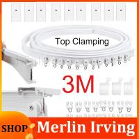 Merlin Irving Shop 3M Curved Curtain Track Rail Top Clamping Flexible Ceiling Mounted Straight Windows Balcony Curtain Pole Accessories