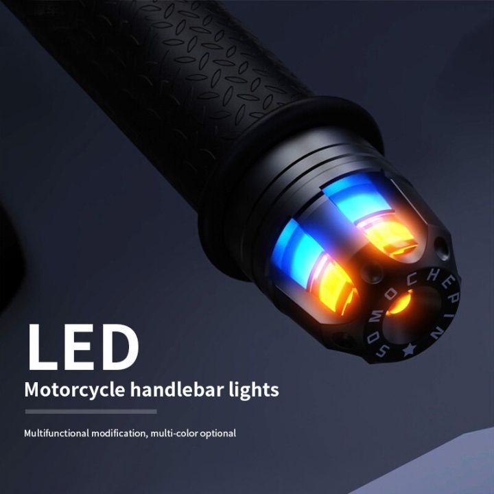 รถจักรยานยนต์-led-h-andlebar-end-เลี้ยวไฟ-dc-12โวลต์สีขาวสีเหลืองสีฟ้าสีแดงกะพริบจับมือจับไฟกระพริบเครื่องหมายด้านข้างมือโคมไฟ