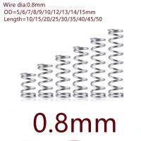 10-20pcs/lot  wire 0.8mm Stainless steel compression spring  outer diameter 5-15mm length 10-50mm Nails Screws Fasteners