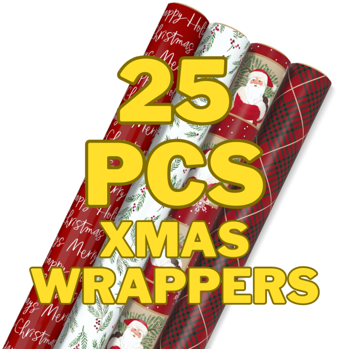 25 pieces christmas gift wrapper glossy one roll xmas wrapper pinaka