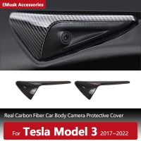 For Tesla Model 3 2022 2021 Camera Protective Cover Real Carbon Fiber Car Stickers Auto Accessories For Tesla Model 3 S X Y 2Pcs