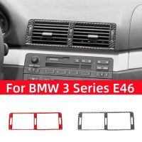 For BMW 3 Series E46 1999-2004 Accessories Carbon Fiber Car Dashboard Panel Central Air Outlet Decoration Frame Cover Stickers