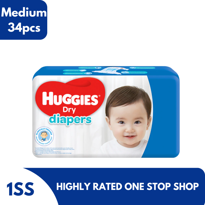 Huggies Dry Diapers Medium x 34pcs Lazada PH