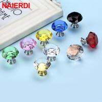 NAIERDI Crystal Glass Knobs Diamond Shape Design Cupboard Drawer Pull Kitchen Cabinet Door Wardrobe Handles Hardware Door Hardware Locks