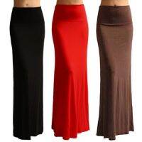 Women High Waist Flare Fishtail Maxi Long Skirt Lady Solid Color Pleated Package Hip Evening Beach Party A-Line Pencil Skirt