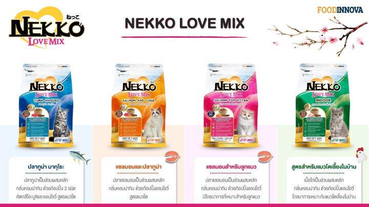 สูตรใหม่-เน็กโกะ-เลิฟ-มิกซ์-อาหารแมวโต-แซลมอน-และปลาทูน่า-3kg-x-4-bags