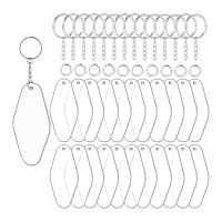 30 Sets Acrylic Blank Key Tag Kit Including 30 Motel Hotel Shape Acrylic Sheets, 30 Keychain Rings, and 30 Jump Rings