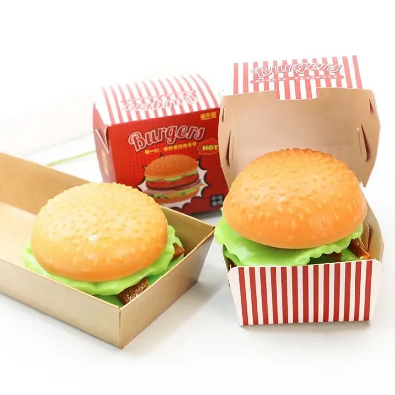 3D Burger Squishys Stress Relief Toy, Hamburger, descompressão, Squeeze Ball